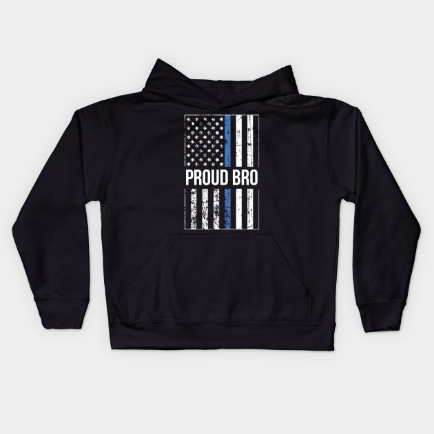 Proud Brother of a Police Officer Kids Hoodie by Contentarama